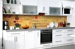 Вініловий кухонний фартух Ноти наклейка для кухні ПВХ вино Абстракція Бежевий Happy Pocket Z181713