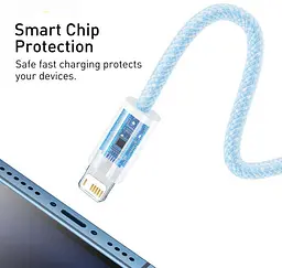Кабель Baseus Dynamic Series Fast Charging Data Cable USB to iP 2.4 A 1 m Blue (CALD000403) - мініатюра 5