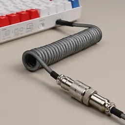 Кабель авіатор / USB Type-C / Для клавіатури / Спіральний , Сірий