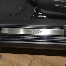 Накладки на пороги для Subaru XV II 2017-2022 Нержавіюча сталь із загином та Логотипом 4 шт (Premium P-SB11)