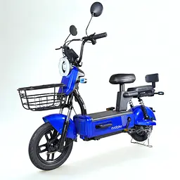 Міський електровелосипед EVOBIKE Nova S 500W з пасажирським сидінням, поворотниками, корзиною та дисплеєм, 48V 12Ah (економний, до 40 км/год), синього кольору