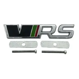 Емблема напис VRS для Skoda у решітку срібло+кольорові вставки 120х25мм метал (на кріпленнях)