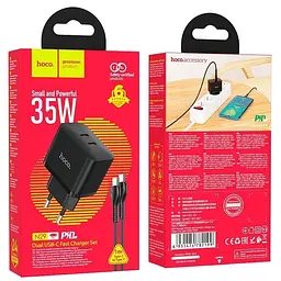 МЗП Hoco N29 PD35W (2USB-C) + кабель Type-C to Type-C Black - мініатюра 3