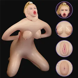 Секс-лялька Lovetoy Cowgirl Style Love Doll надувна з 3 отворами в позі наїзниці 89 см тілесна