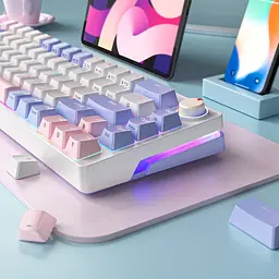 Ігрова дротова механічна клавіатура Zifriend ZA68 / RGB / Mechanical Switch / 65% / Purple - мініатюра 2
