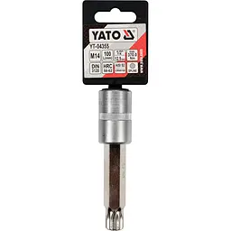 Головка торцева Yato квадрат 1/2" Spline подовжена M14 L= 100 мм (YT-04355) - мініатюра 2