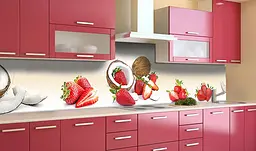 Вініловий кухонний фартух Полуниця та кокоси наклейка для кухні ПВХ фрукти ягоди Бежевий Happy Pocket Z181833 - мініатюра 4