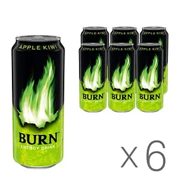 Напій енергетичний безалкогольний Burn Apple Kiwi з/б 0.5 л 6 шт.
