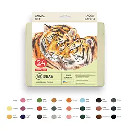 Набір олівців акварельних 99IDEAS "Aqua Expert" 24 кольори, Animal Set, металева коробка, 99AE-24ANIM - мініатюра 3