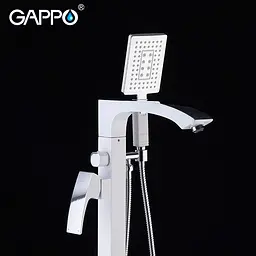 G3007-8 Змішувач для ванни підлоговий короткий гусак білий/хром Ø35 Gappo Jacob 1/3, Білий - мініатюра 3