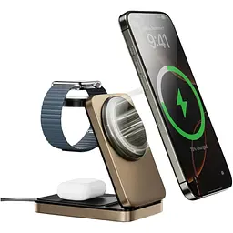 Бездротовий зарядний пристрій WiWU Wi-W038 Triple 3in1 Wireless Charger Gold [154859] - мініатюра 5