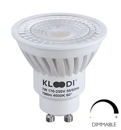 Лампа LED GU10 7W 4000К 700Lm DIM KLOODI KDGU10-7WSMD 4K 60D DIM