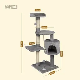 Happet Кігтеточка-будинок для котів, світло-сіра, 115x41x41 см (CT12) - мініатюра 4