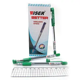 Ручка масляна Wiser Better, 0.7 мм, із грипом, зелена, 12 шт.