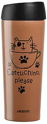Термочашка Coffee time Cat 450мл нержавіюча сталь коричневий світлий ARDESTO kuh0014320