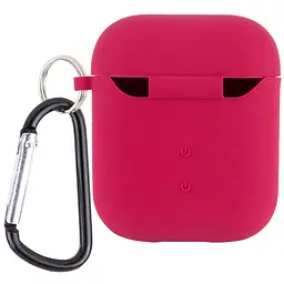 Силіконовий футляр з мікрофіброю для навушників Airpods 1/2 Червоний / Rose Red - мініатюра 2