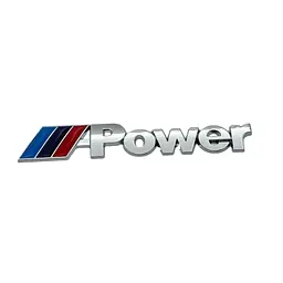 Емблема напис Power хром+синій 138х23мм метал (на скотчі)