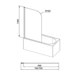 Шторка для ванни Qtap Standard CRM407513APL Pear, Ліва, матовий, хром - мініатюра 8