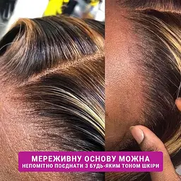 Довга перука з прямого штучного волосся омбре 70 см Каштановий з Блонд - мініатюра 4