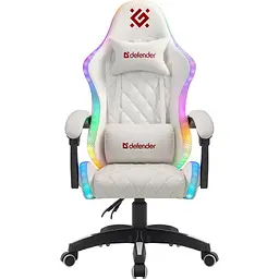 Крісло ігрове Defender Energy, Клас 4, 50 мм, PU, RGB, біле