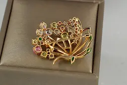 Брошка Xuping Jewelry метелик з кольоровими каменями золотиста - мініатюра 2