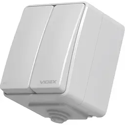Вимикач зовнішній двоклавішний Videx Binera сірий IP 65 1 шт. - мініатюра 2