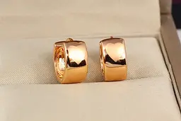 Сережки Xuping Jewelry широкі колечки крокреневе серце 1,2 см золотисті