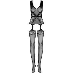 Бодістокінг Obsessive Bodystocking F217 S/M/L, елегантний силуетний малюнок, імітація панчіх - мініатюра 5