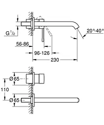 Змішувач для умивальника на два отвори L-Size Grohe Essence 29193001 Хром - мініатюра 2
