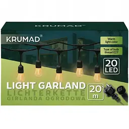 Гірлянда світлодіодна садова Krumad KMDW6  E27 20 м 20 лампочок - мініатюра 3