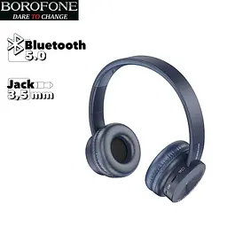 Бездротова стерео гарнітура Borofone BO11 Maily, AUX, BT5.0, 250mAh, 8h, Синій - мініатюра 8