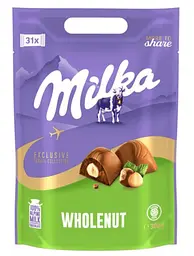 Шоколадні цукерки Milka Wholenut Alpine Milk Chocolate 300г