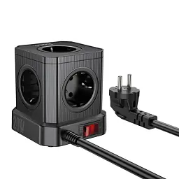 Мережевий зарядний пристрій Hoco NS8 Sharp 5 position (PD20W/1C3A) Desktop Socket Black