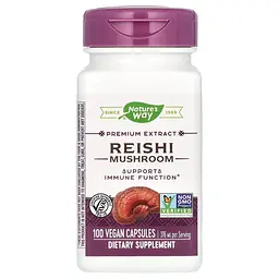Гриби рейші лікувальний, Reishi, стандартизований, 376 мг, 100 капсул Nature's Way vit0002610