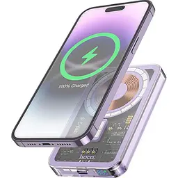 Зовнішній акумулятор Hoco Q14 Ice Crystal MagSafe 5000mAh 20W Purple [796707] [107501] - мініатюра 4
