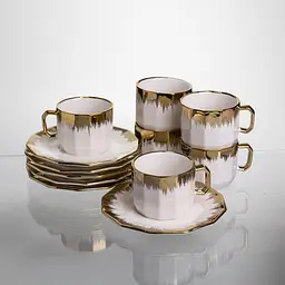 Чайний сервіз порцеляновий  Yiwu  Golden Eye 180 мл 12 предметів (J2457) Yiwu J2457 - мініатюра 4