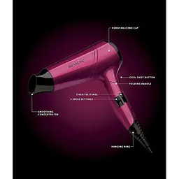 Фен для волосся Revlon RVDR5229 Perfect Heat Frizz Fighter, 2200 Вт складана ручка Червоний - мініатюра 3