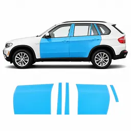 Антигравійна захисна бронеплівка за лекалами для BMW X5 E70 2006-2013 - зони дверей і стійки вікон