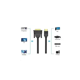 Кабель мультимедійний HDMI M to DVI M 1.0m 4K60Hz black Vention (ABFBF) - мініатюра 5