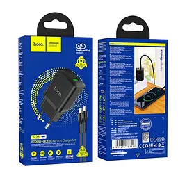 Зарядний пристрій набір Hoco N28 Founder charger set з кабелем USB-C USB-C чорний - мініатюра 3
