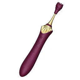 Мультифункціональний вібратор Zalo - Bess 2 Velvet Purple, 4 насадки, підігрів - мініатюра 5