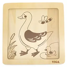 Дерев'яний міні-пазл Viga Toys Качечки 4 елементи (51314) - мініатюра 2