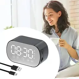 Bluetooth колонка з годинником S15 BT - портативна бездротова колонка з будильником, FM-радіо, LED-дисплеєм і підтримкою microSD - мініатюра 5