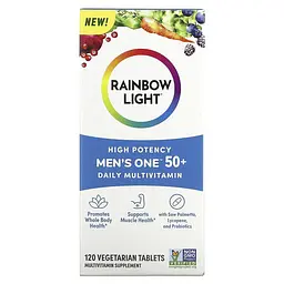 Мультивітаміни для чоловіків Rainbow Light Men's One 50+ High potency 120 вегетаріанських пігулок - мініатюра 2