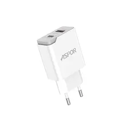 Мережевий зарядний пристрій Aspor A826 PD (20W/USB/Type-C) + кабель Type-C – Type-C- білий - мініатюра 4