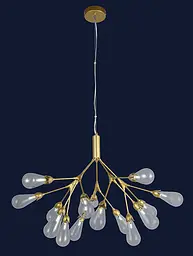 Люстра стельова Levistella 918LP268-15 GD+CL, 15 плафонів, золотий, прозорий, метал, скло, сучасний стиль для дому - мініатюра 2