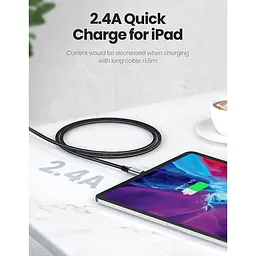 Кабель Ugreen USB 2.0 AM-Lightning M, 1 м, 2.4A, Чорний, US199 - мініатюра 4