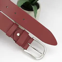 Ремінь жіночий темно-червноий шкіряний HC-3452 (125 см) - мініатюра 4