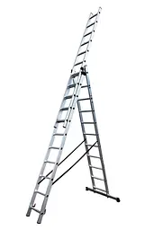 Драбина алюмінієва трисекційна GTM KME311 3x11 сходинок 2.99-7.31м (KME311) (39948)
