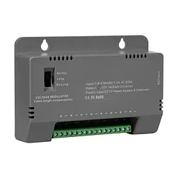 Блок живлення Kraft KRF-1208B (8CH) 96W, 8 каналів навантаження, 12V/1A на 1 канал, з регулятором напруги для компенсації довжини кабелю (43-00145) - мініатюра 3